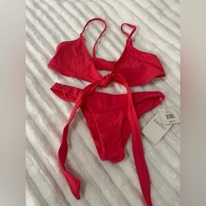KikiRio Red Tie-Front Bikini Set - Women's Swimwear
